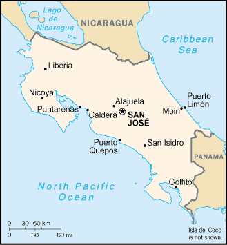 Landkarte von Costa Rica